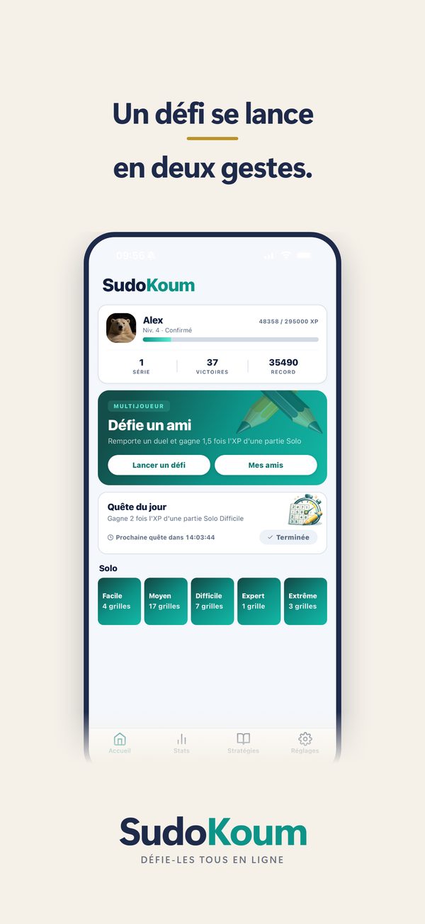 Capture SudoKoum, l'écran d'accueil